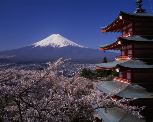 A view of Mount Fuji in Japan.