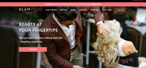 The homepage of the GLAMSQUAD website.